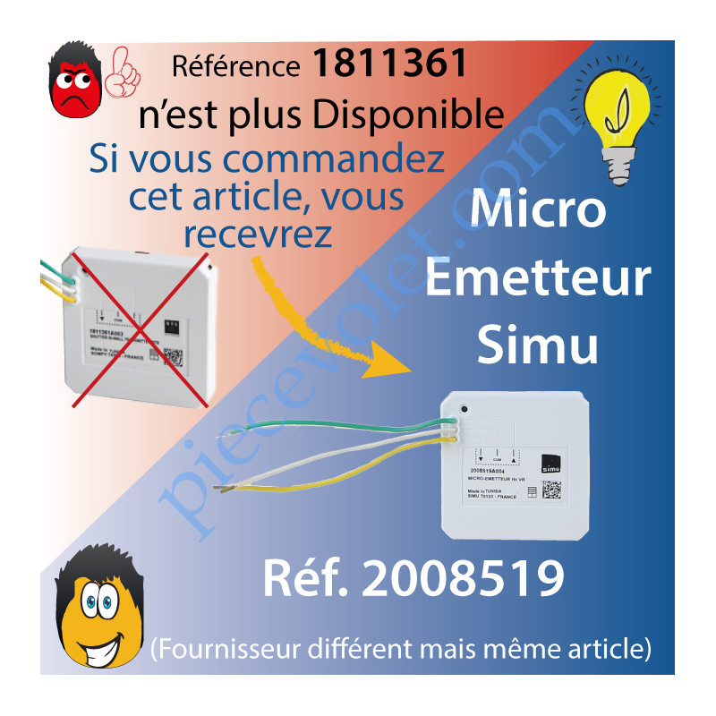 Somfy 1811361 Micro Emetteur Pour Volet Roulant Somfy Rts Ou Hz Simu 1