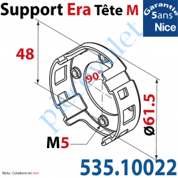 535.10022 Support Nice Era Tête M Métallique 4 Trous M5 à 90° entr'axes 48 mm