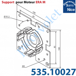 535.10027 Support Nice Era Tête M Métallique Soudé sur une Plaque 100x100 4 Trous Fraisés diamètre 5,2 entr'axes 85 mm