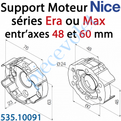 535.10091 Support Nice Era Tête M Métallique entraxes Vis Têtes Hexa & Fraisées 48 et 60 mm