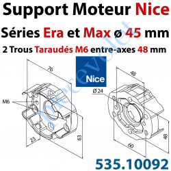 535.10092 Support Nice Era Tête M Métallique entr'axes Vis Têtes Hexa 60mm - Fraisées 48 et 60mm et Trous Taraudés 48mm