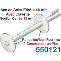 550121 Axe Rond en Acier Etiré ø 40 x 530 mm livré Avec Clavette pour Parechute 2007932