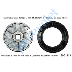 9001313 Jeu d'Adaptation pour Moteur T 8 ou 9 ø de Base 94 mm dans Tube Rond ø 108 mm 36/10