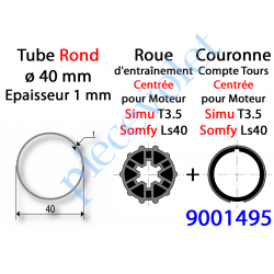 9001495 Jeu d'Adaptation pour Moteur T 3.5 ou Ls 40 dans Tube Rond ø 40 x 1