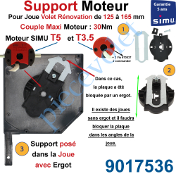 9017536 Support Moteur Simu T5 et T3.5 Télescopique pour Joue Zamac à Téton de 125 à 165 mm