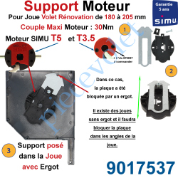 9017537 Support Moteur Simu T5 ET T3.5 Télescopique pour Joue Zamac à Téton de 180 à 205 mm