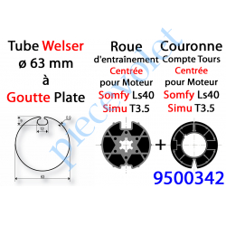 9500342 Jeu d'Adaptation pour Moteur LS 40 ou T 3.5 dans Tube Welser ø 63 (9500341+9500340)