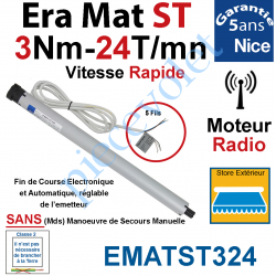 EMATST324 Moteur Nice Radio Era Mat ST 3/24 Av FdC Electro & Fréquence 433,92MHz Rolling Code S 35 sans Mds