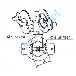 K370C2 Support à Téton ø 12 Percé entr'axes 29 & 48 mm Moteur Becker, Nice, Jolly Motor dans Coffre Edilcass Type F