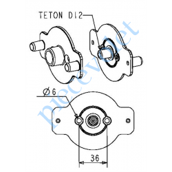 K370C7 Support à Téton ø 12 Percé entr'axes 36 mm Moteur Asa dans Coffre Edilcass Type F