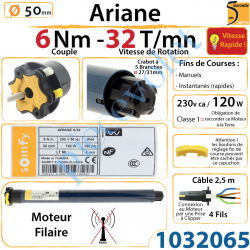 Moteur Ariane Vitesse Rapide 6/32 LT 50 sans Mds