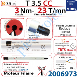 Moteur T3,5CC 3/23 12 v cc sans Mds