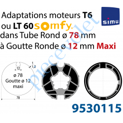 Jeu d'Adaptation pour Moteur T6 dans Tube ø 78 à Goutte ø...