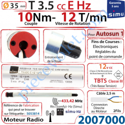 Moteur volet roulant Simu SI2009082 : T3,5 E Hz CC 10/12 - 12