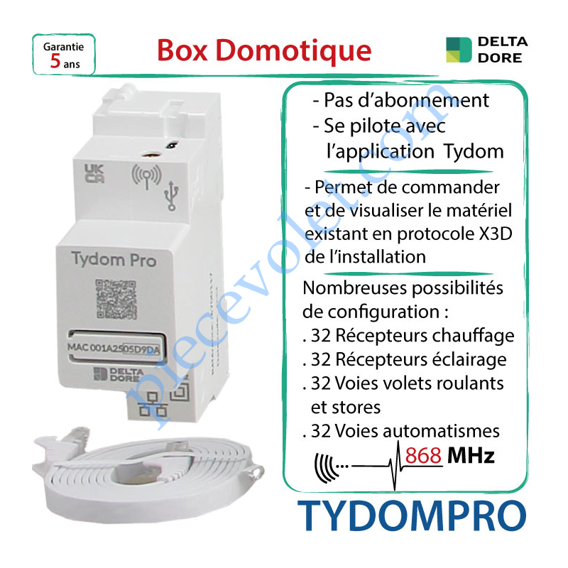 Delta Dore TYDOMPRO Box Domotique Modulaire Tydom Pro Delta Dore X2D, X3D &  ZigBee 3.0 à Connecter à Internet