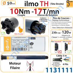 Moteur Filaire Electronique ilmo 50 WT 10/17 TH (Tête...