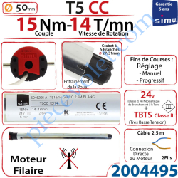 Moteur T5CC 15/14 24 v cc sans Mds