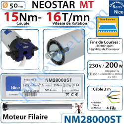 Moteur Nice Filaire NéoStar MT 15/16 pour Store Toile...