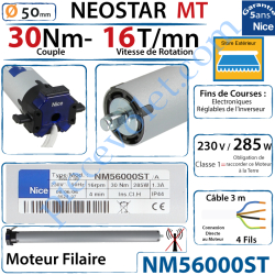 Moteur Nice Filaire NéoStar MT 30/16 pour Store Toile...