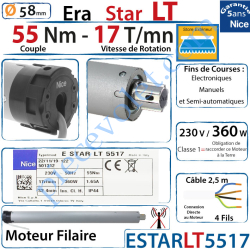 Moteur Nice Filaire Era Star LT 55/17 pour Store Toile...