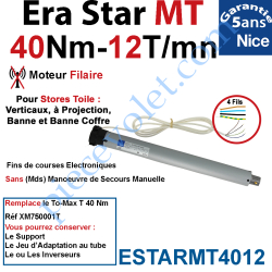 Moteur Nice Filaire Era Star MT 40/12 pour Store Toile...