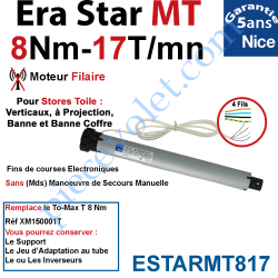 Moteur Nice Filaire Era Star MT 8/17 pour Store Toile...