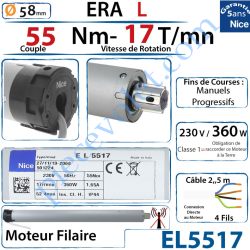 Moteur Nice Filaire Era L 55/17 Avec FdC Manuels Série L...