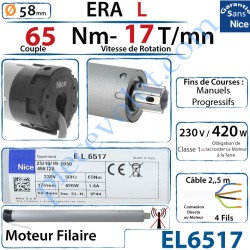 Moteur Nice Filaire Era L 65/17 Avec FdC Manuels Série L...