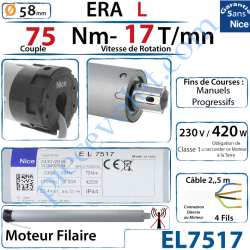 Moteur Nice Filaire Era L 75/17 Avec FdC Manuels Série L...