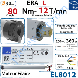 Moteur Nice Filaire Era L 80/12 Avec FdC Manuels Série L...