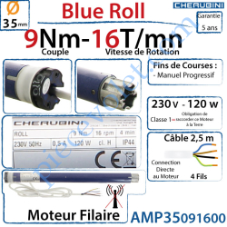 Moteur Cherubini 9/16 Blue Roll ø 35 sans Mds