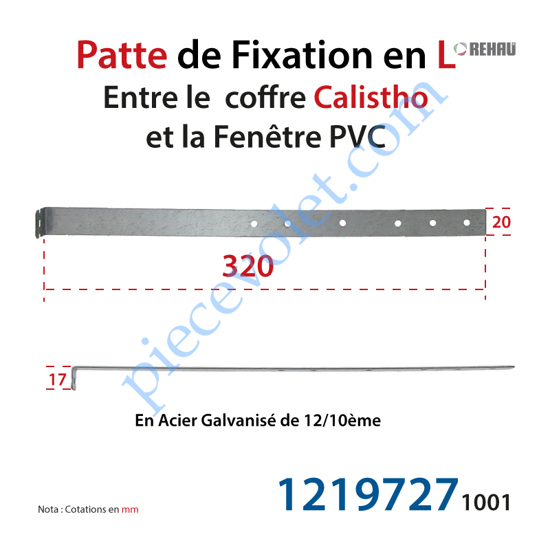 Rehau Patte De Fixation En L X Mm Pour Calistho En Acier