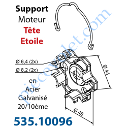 Support Moteur Tête Etoile Métallique entre-axes 44 et 48...